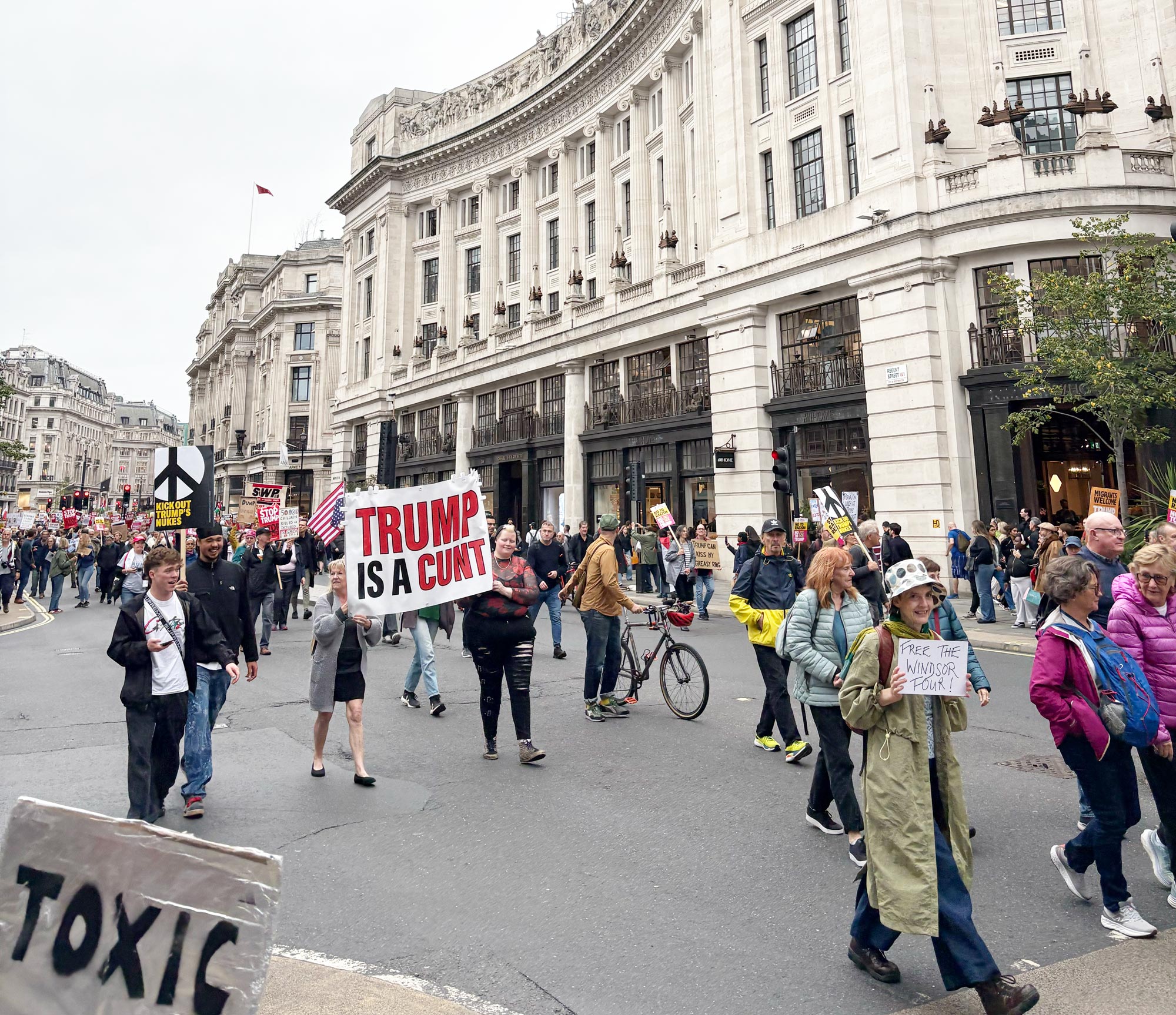 An image of a protest against Donald Trump in SoHo