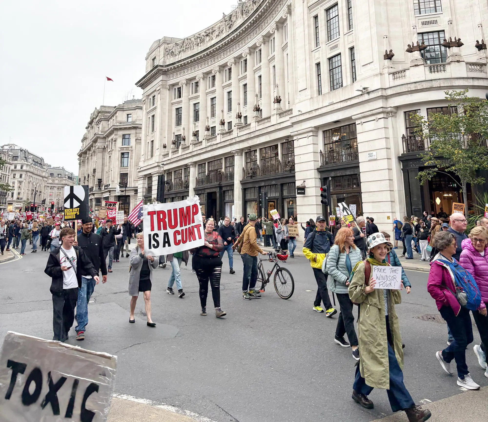 An image of a protest against Donald Trump in SoHo