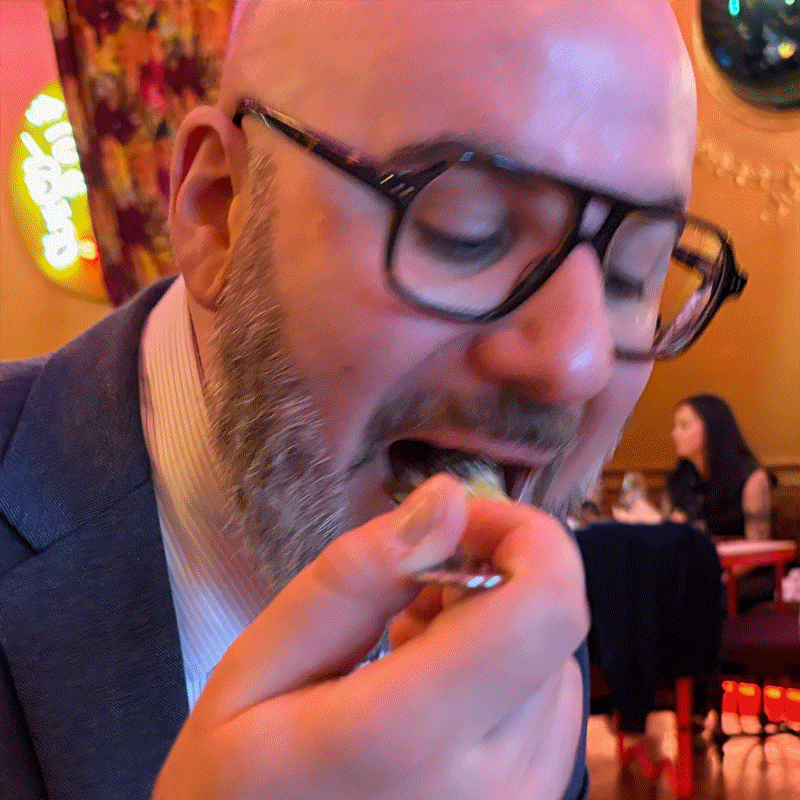 An image of Kyle eating